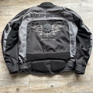 HARLEY DAVIDSON Jacket Men's Large Reflective Armor Skull Flame Willie G